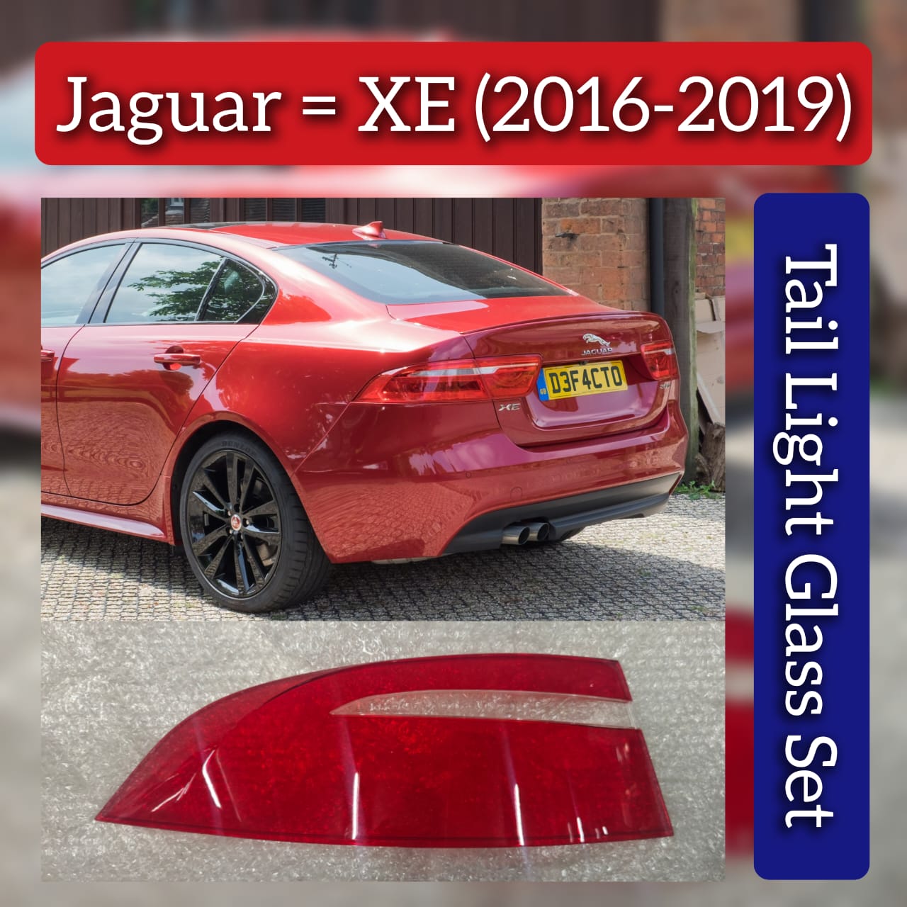Tail Light Glass Compatible With Jaguar XE (2016-2019)