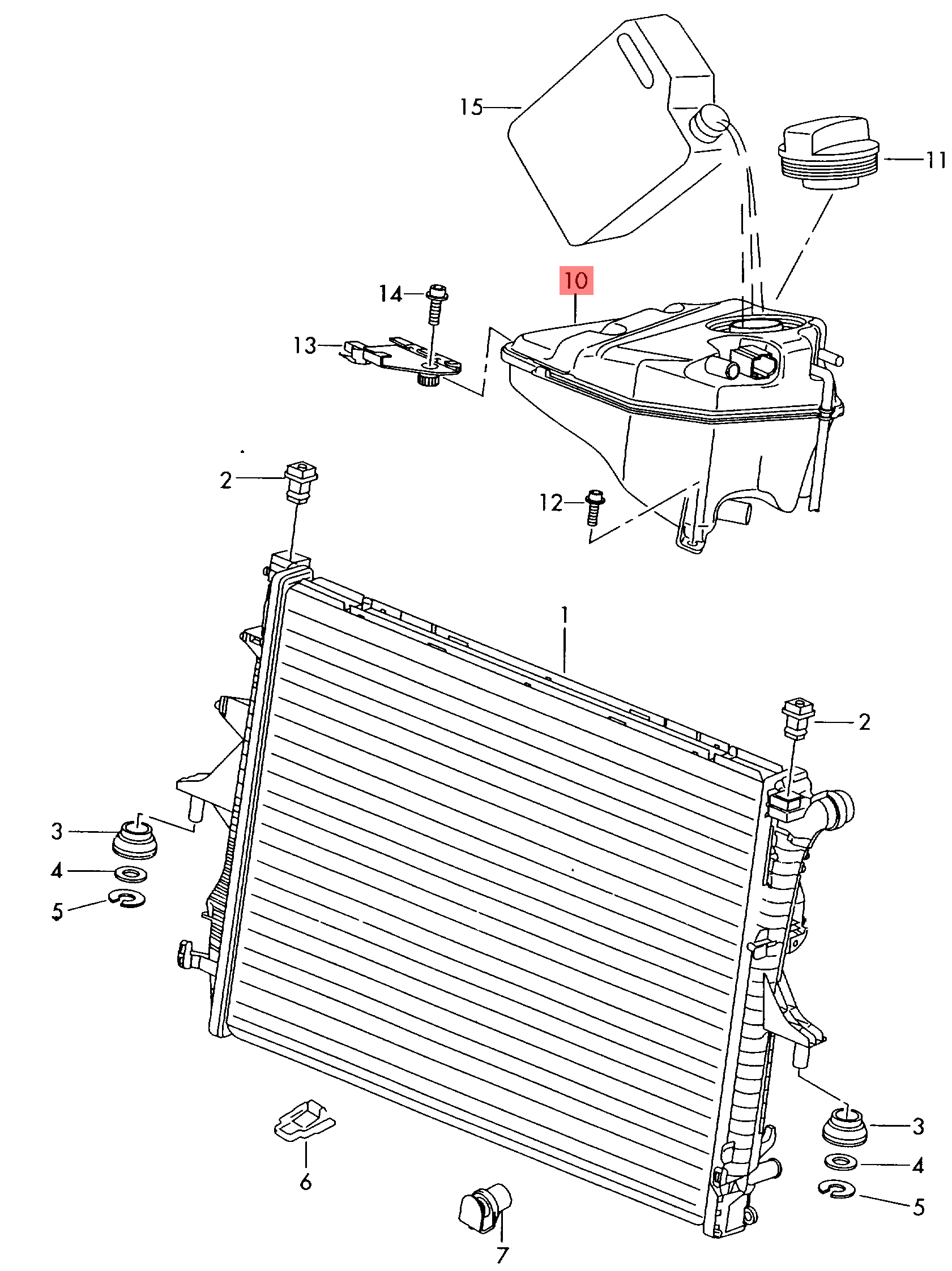 Coolant Bottle 7L0121407E 7L0121407C 7L0121407F For AUDI Q7 (4LB) Tag-B-27