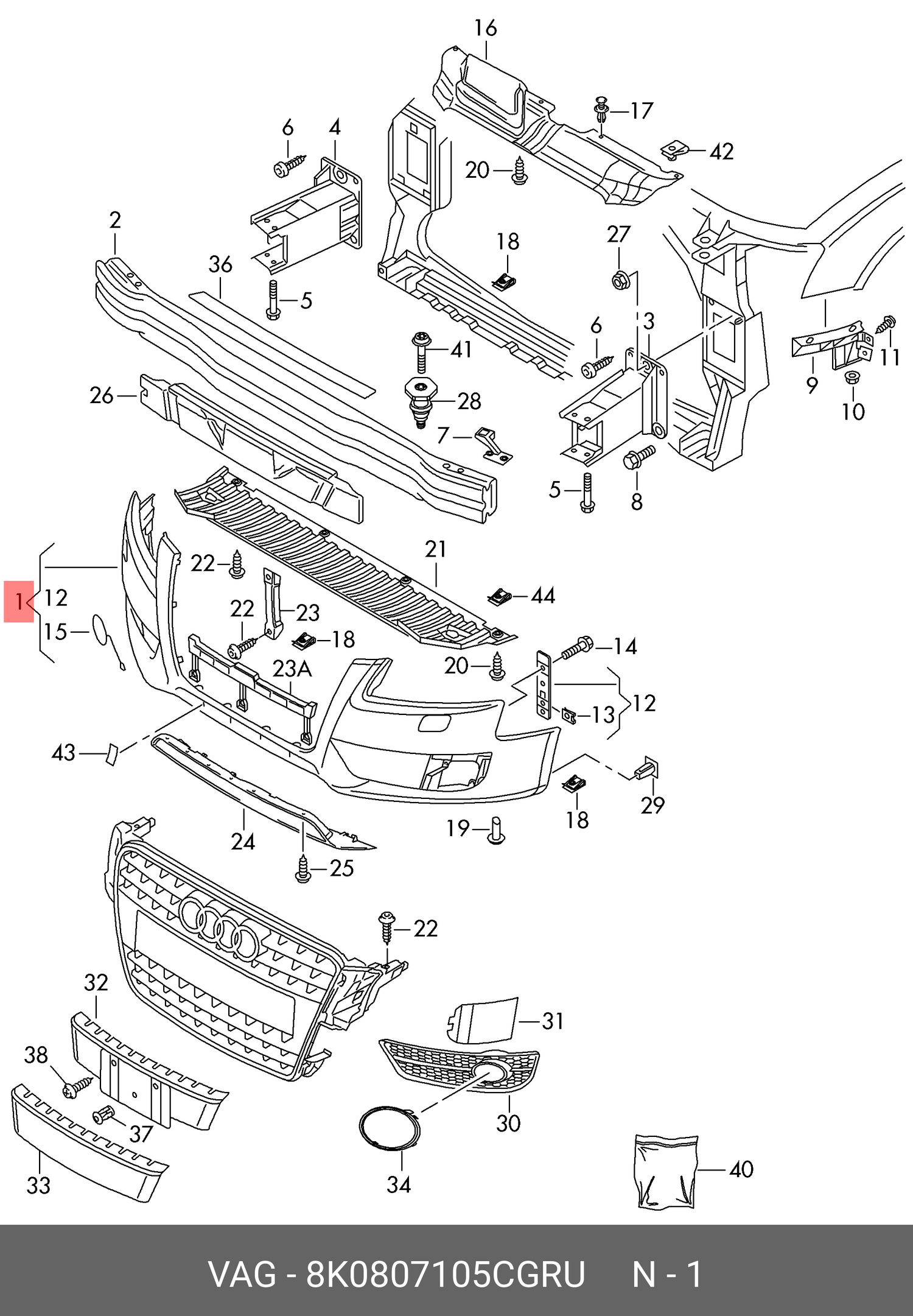 Front Rear Bumper 8K0807105C 8K0807105CGRU Compatible With AUDI A4 B8 (8K2) | A4 / S4 (2008-2011) No:- 13