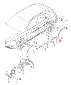 Rear Right Wheel Arch (EYEBROW) 8U0853818 Compatible With AUDI Q3 (8UB, 8UG) Tag-EY-03