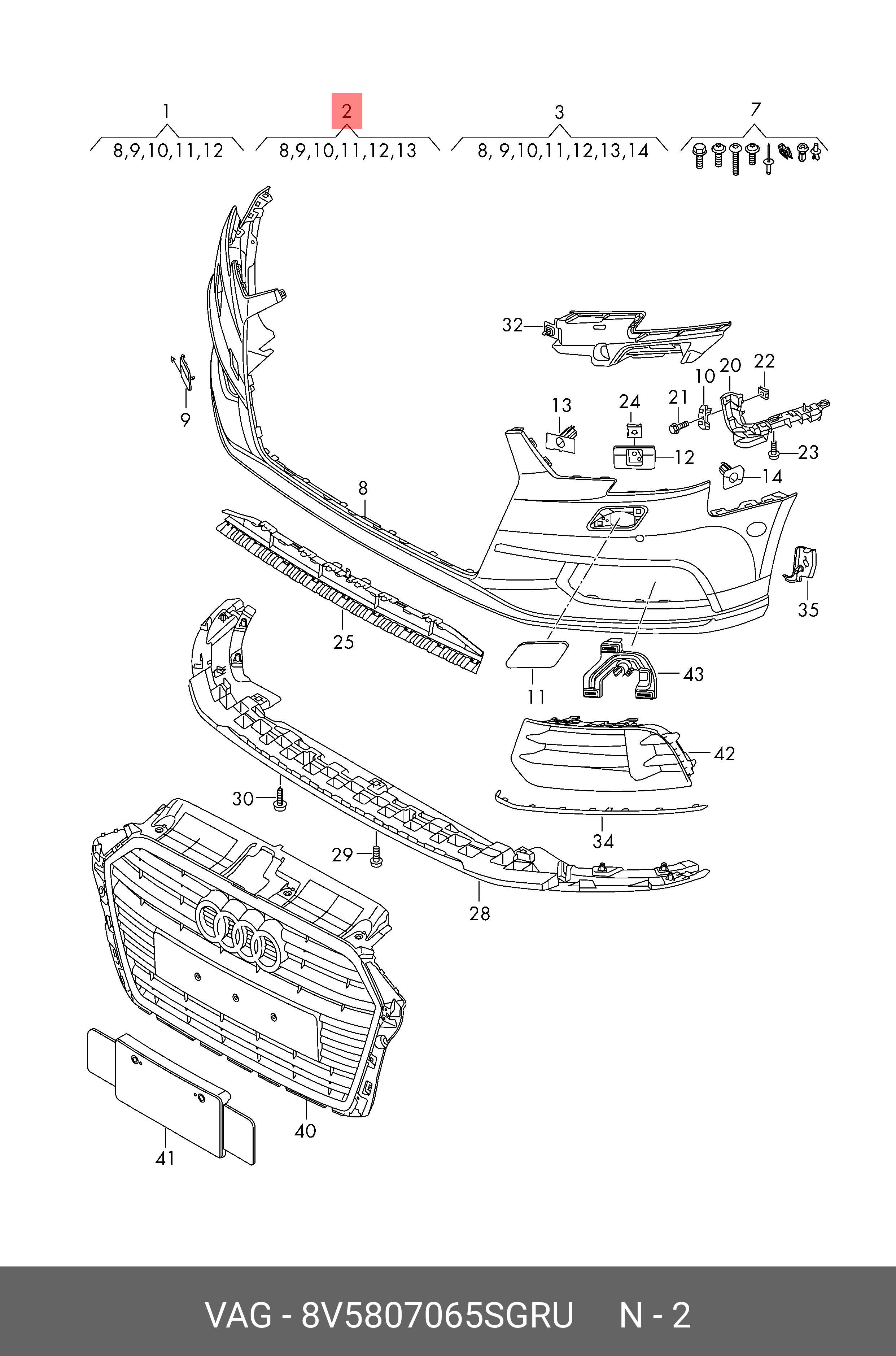 Front Complete Bumper With Hole 8V5807065T 8V5807065S Compatible With Audi A3 Convertible (8V7, 8VE) & A3 Limousine (8VS, 8VM) - (2016-2020) Tag No.1A