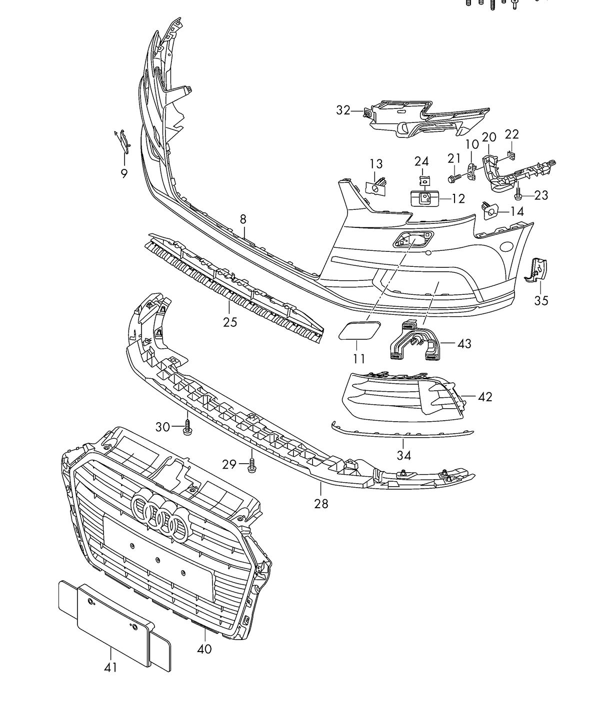 Front Complete Bumper With Hole 8V5807065T 8V5807065S Compatible With Audi A3 Convertible (8V7, 8VE) & A3 Limousine (8VS, 8VM) - (2016-2020) Tag No.1A
