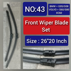 Front Wiper Blade Set (26'20 Inch) Compatible with BMW X5 G05 & G08 & VOLVO S60 S80 XC60 Tag-WBF-43