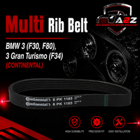 Multi Rib Belt 6PK1165 11288646475 Compatible With BMW 3 (F30, F80), 3 Gran Turismo (F34) (CONTINENTAL)