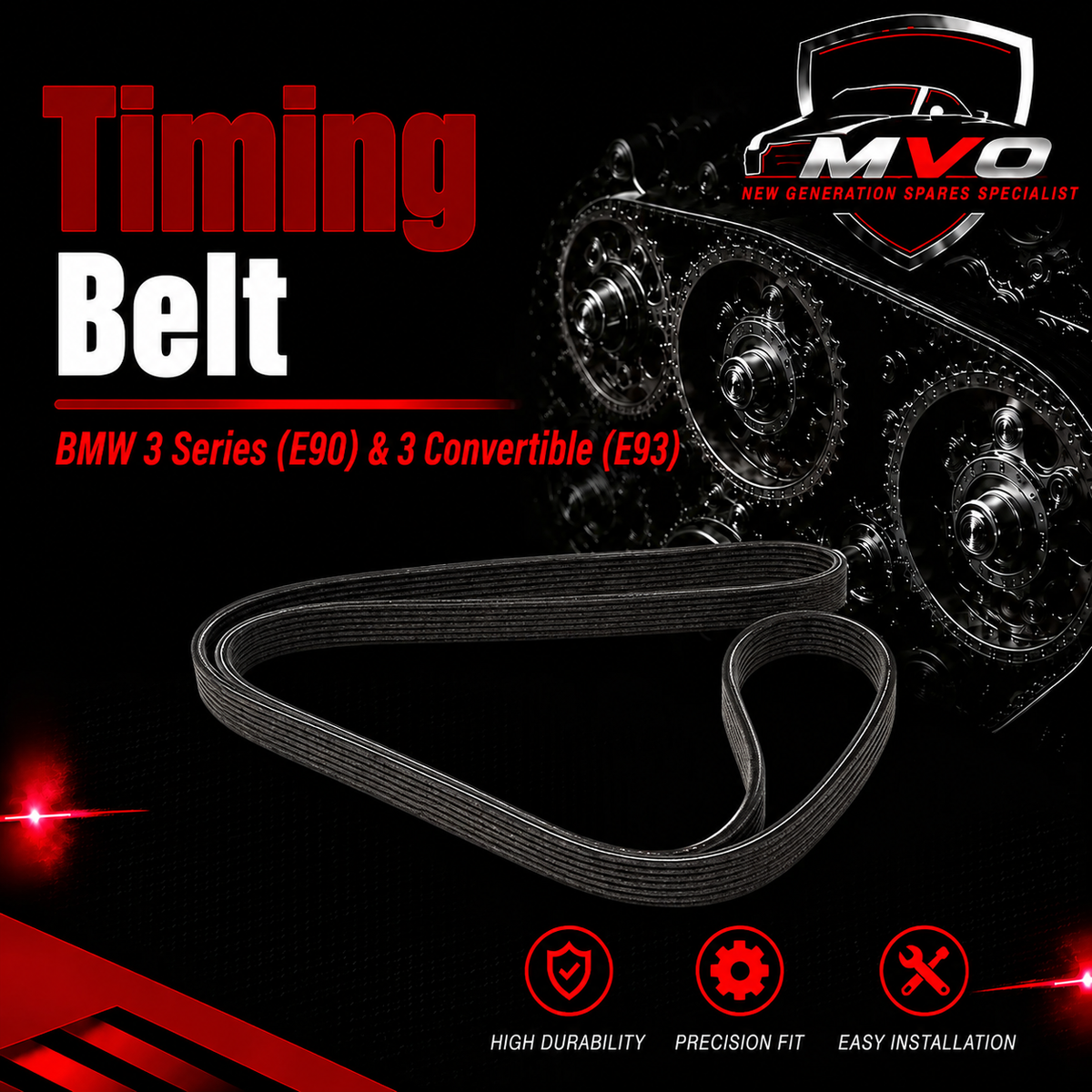 Timing Belt 6DPK1697 11287800341 11288506993 11288512068 Compatible With BMW 3 Series (E90) & 3 Convertible (E93)  Tag-BEL-08