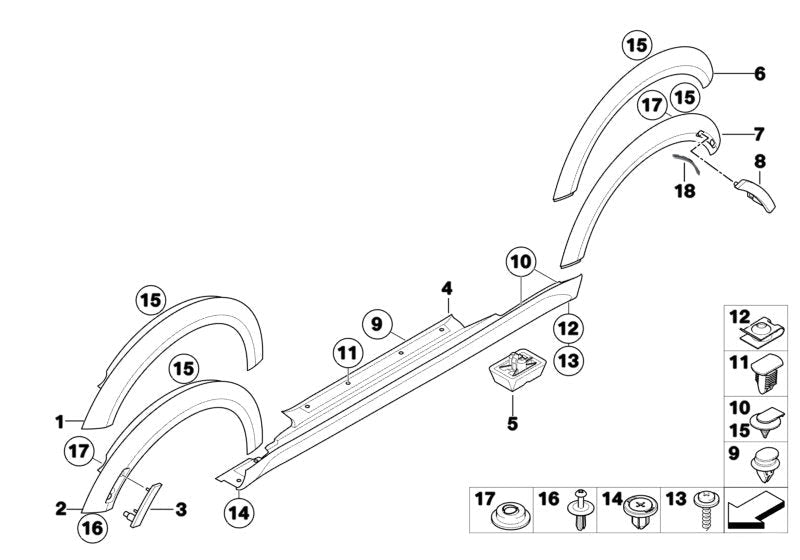 Front Left Wheel Arch (EYEBROW ) 51777349421 Compatible With MINI (R56) & MINI Convertible (R57) Tag No.113