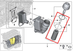 Oil Filter 11427808443 & E125HD209 & OX560 Compatible With BMW 3 Convertible (E93) & 5 (F10) & 5 Gran Turismo (F07) Tag.51