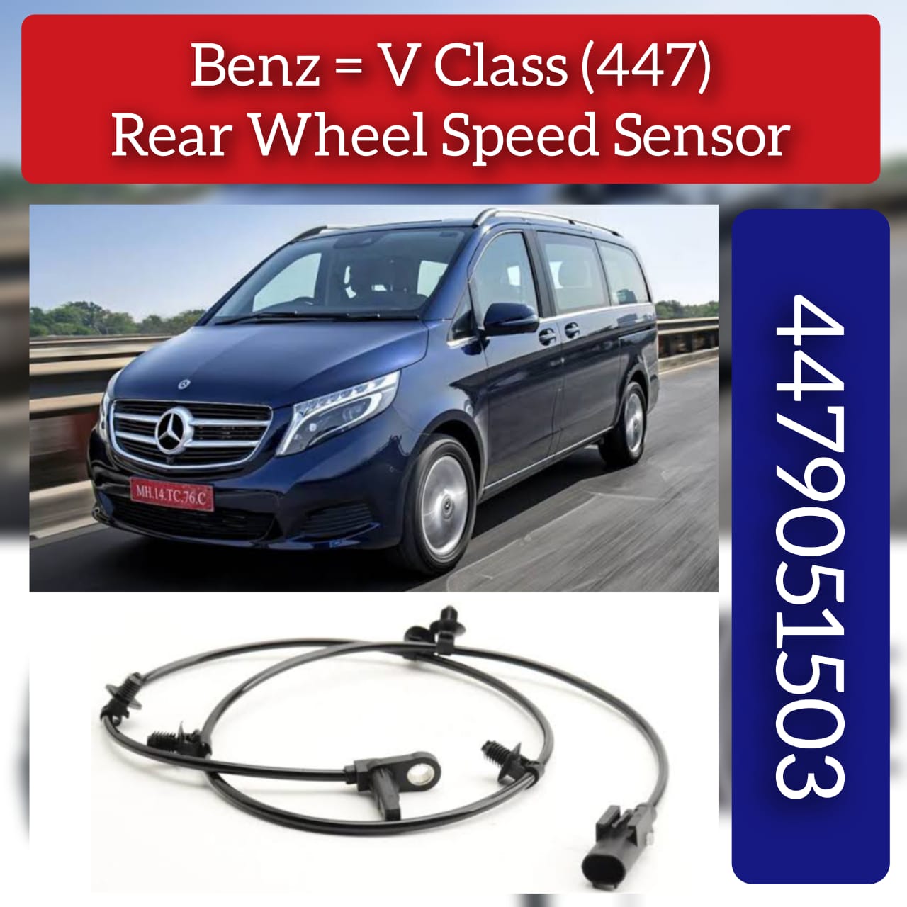 Rear Left/Right ABS Wheel Speed Sensor 4479050101 4479051503 4479056802 4479059501 A4479050101 A4479059501 A4479051503 A4479056802 Compatible With MERCEDES-BENZ V-CLASS W447 | VALENTE