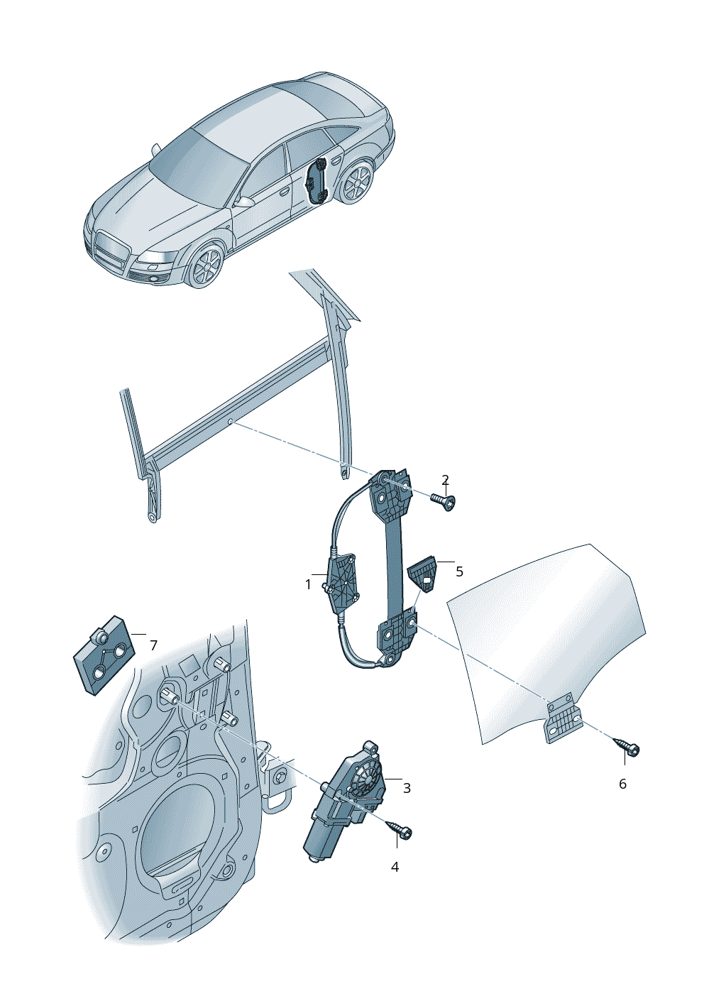 Rear Right Power Window Regulator 4F0839462 Compatible with AUDI A6 C6 (4F2) | A6 / S6