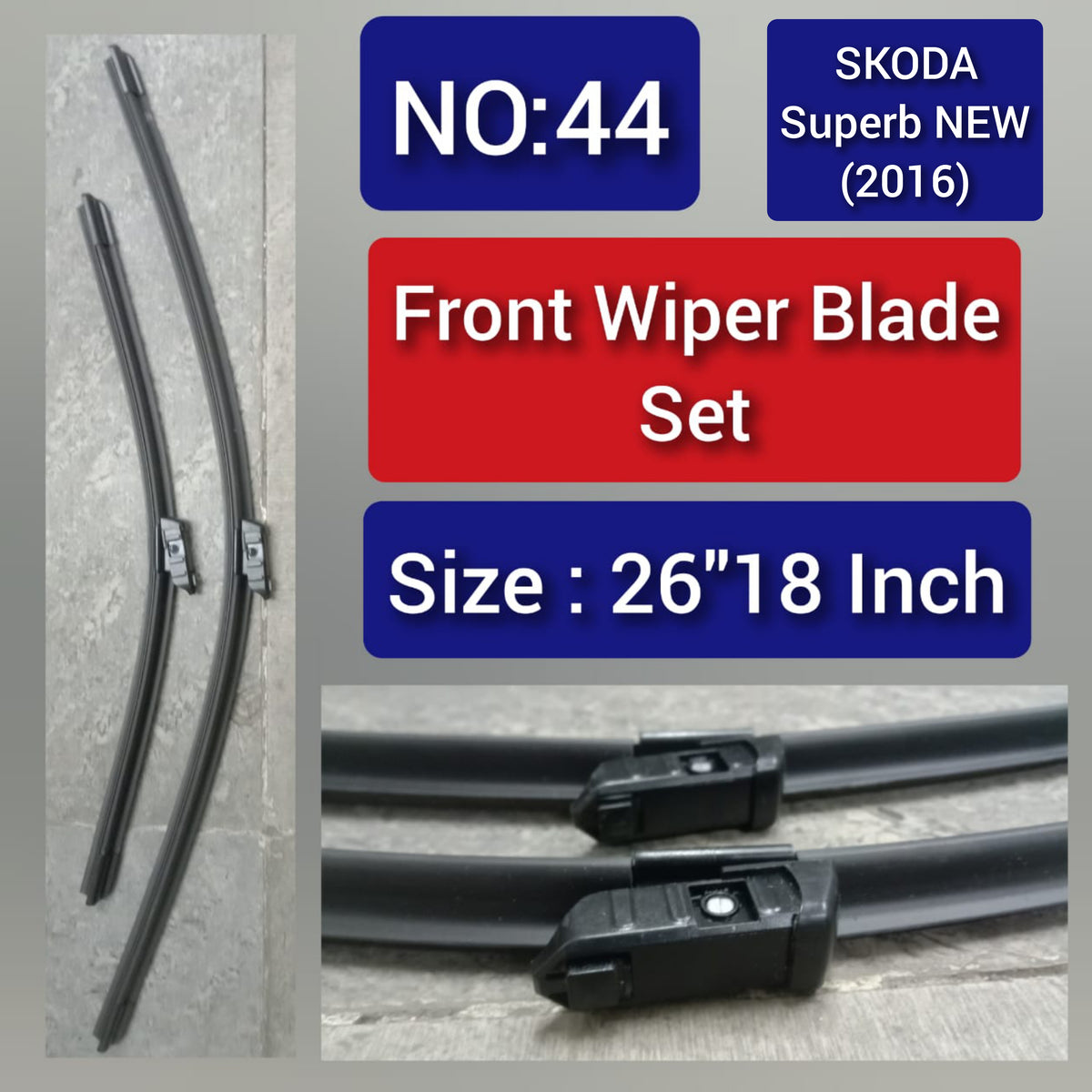 Front Wiper Blade Set (26'18 Inch) Compatible with SKODA SUPERB 2016 Tag-WBF-44