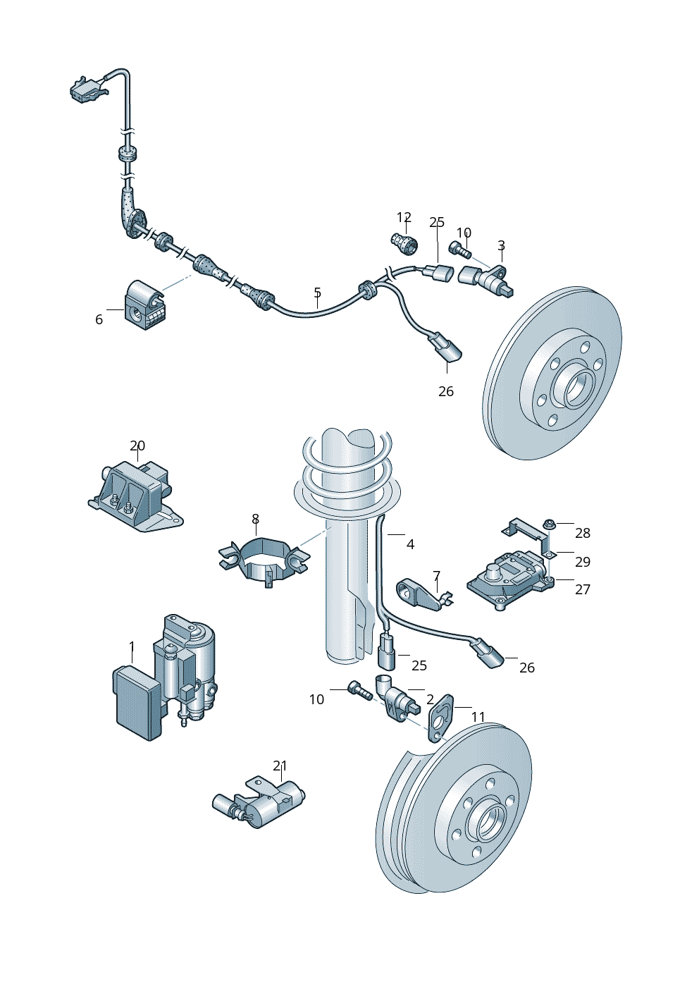 Rear Left ABS Wheel Speed Sensor 6Q0927807A 6Q0927807B WHT003863 Compatible With VW POLO V 6R1, 6C1