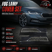 Fog Lamp Cover Set (With Silver Chrome) Left 5E3807681C 5E3853767 & Right 5E3807682C 5E3853768 Compatible With Skoda Octavia (2021-2023) Tag No.1194