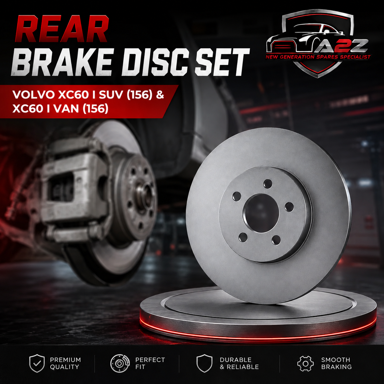 Rear Brake Disc Set 31277357 31381987 31410569 31471033 Compatible With VOLVO XC60 I SUV (156) & XC60 I VAN (156)