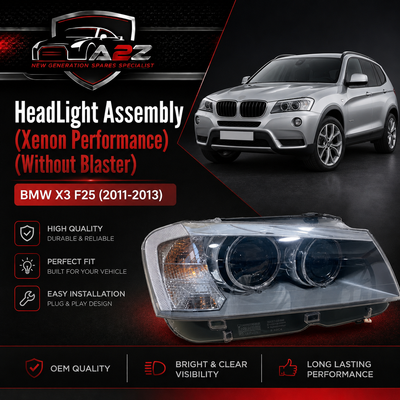 Complete Headlight Assembly (Xenon Performance) Left 63117276991 & Right 63117276992 (Without Blaster) Compatible With BMW  X3 F25 (2011-2013) Projector Tag No.67