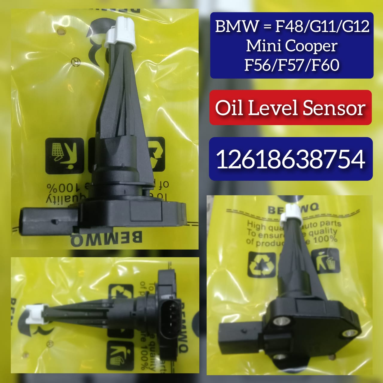 Oil Level Sensor 12618638754 Compatible With BMW X1 (F48), 7 Seires (G11) & Mini Cooper Hardtop (F56), Convertible (F57)