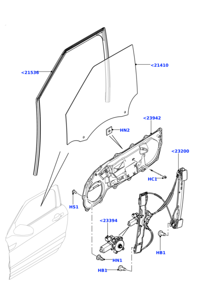 Front Right Glass Machine Without Motor LR026708  Compatible With Land Rover Range Rover (L538)