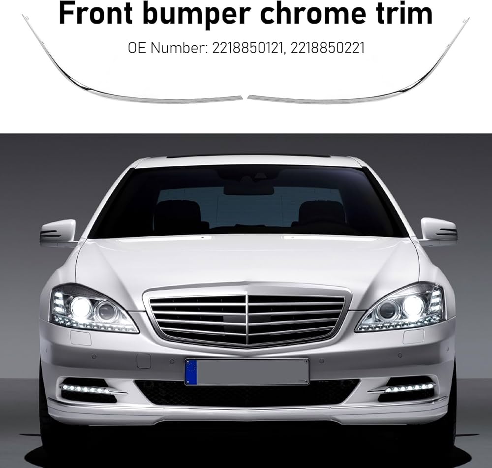 Front  Bumper Chrome Left 2218850121 & Right 2218850221 Compatible With MERCEDES BENZ S-CLASS W221 2009-2013