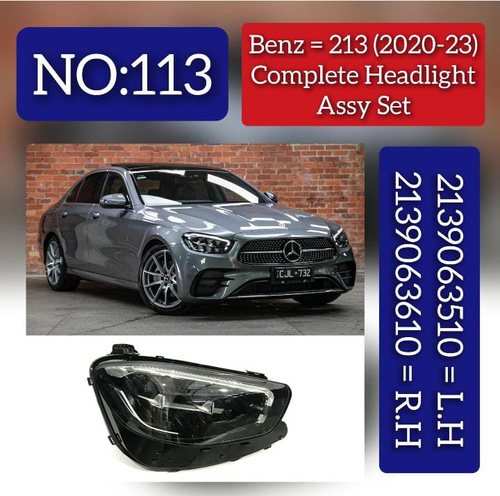 Headlight Headlamp Left A2139063510 & Right A2139063610 (Without Blaster) Compatible With MERCEDES-BENZ E-CLASS (W213) (2020-2023)