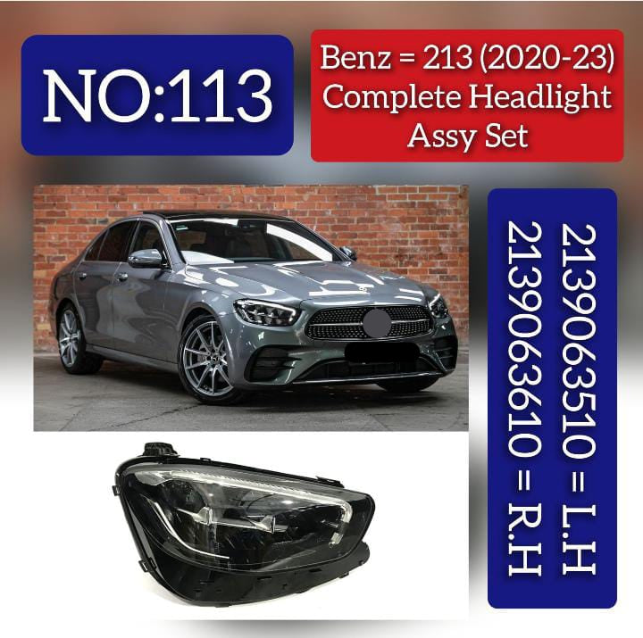 Headlight Headlamp Left A2139063510 & Right A2139063610 (Without Blaster) Compatible With MERCEDES-BENZ E-CLASS (W213) (2020-2023) Tag No.113