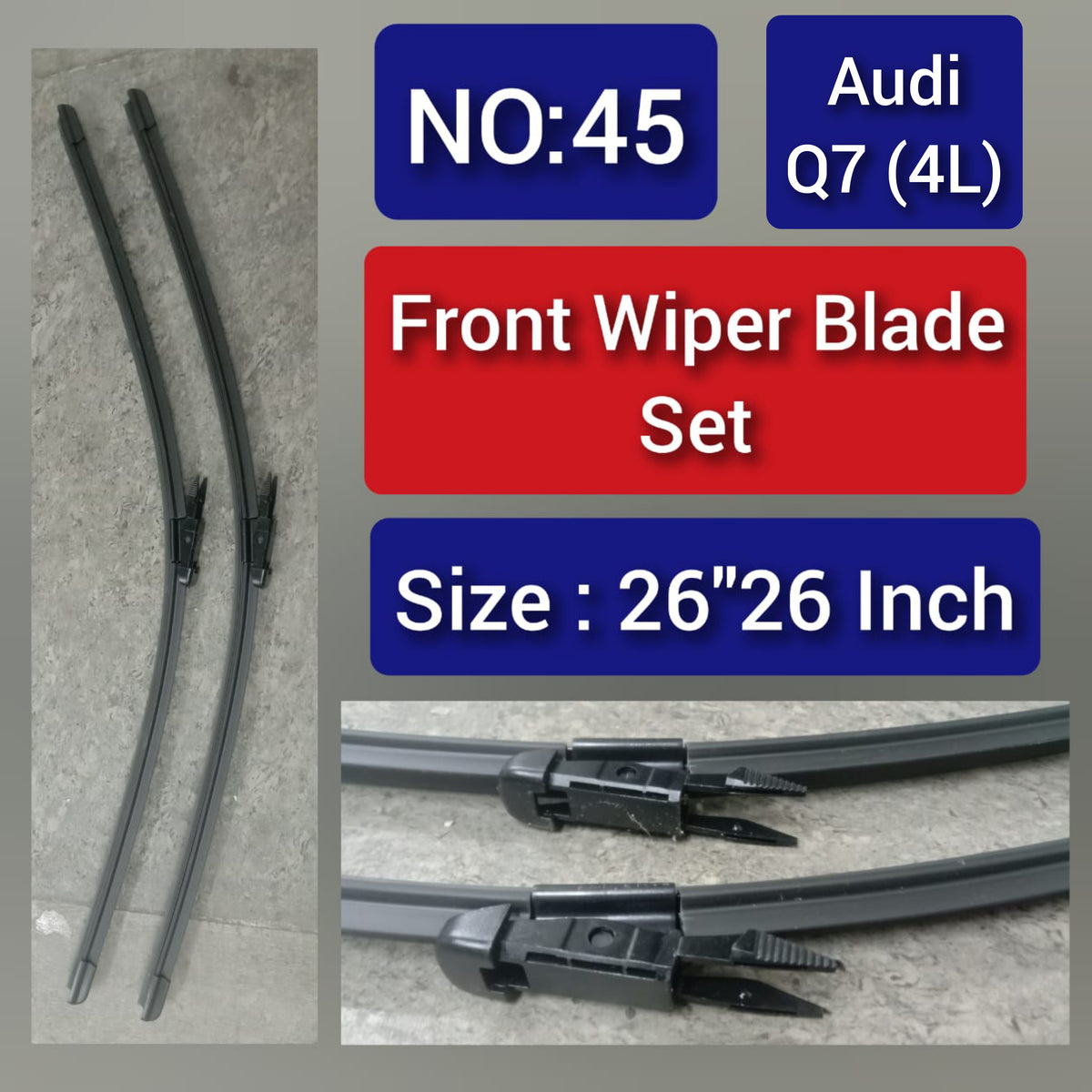 Front Wiper Blade Set (26'18 Inch) Compatible with AUDI Q7 4L  Tag-WBF-45