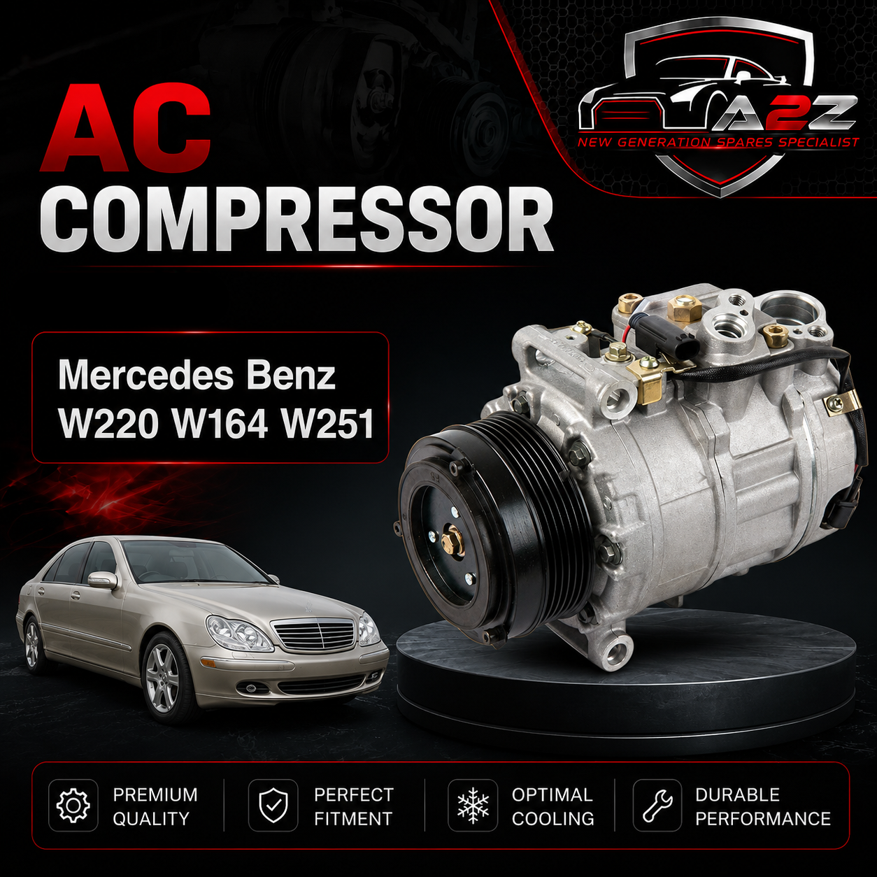 Air Conditioning Compressor 0002309111 Compatible With Mercedes Benz W220 W164 W251