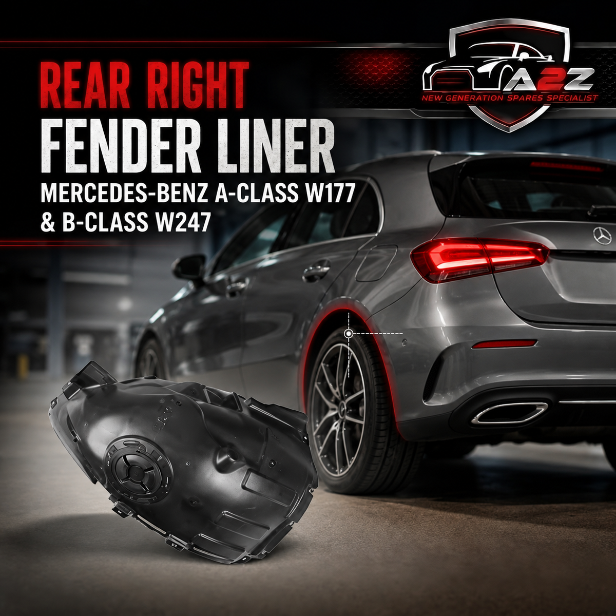 Rear Right Fender Liner  Compatible With MERCEDES-BENZ A-CLASS W177 & B-CLASS W247 Tag-FEM-66