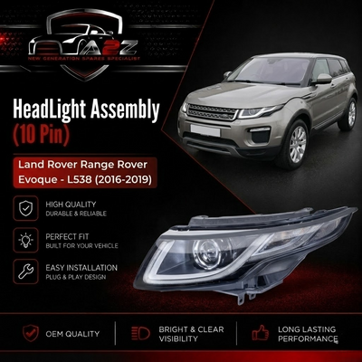 Complete Headlight Assy Left   LR087244 & Right LR084570  (Both Side 10 Pin) Compatible With Land Rover  Range Rover Evoque - L538 (2016-2019) Tag No.16