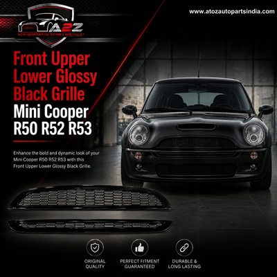 Front Upper Lower Glossy Black Grille Compatible With Mini Cooper R50 R52 R53