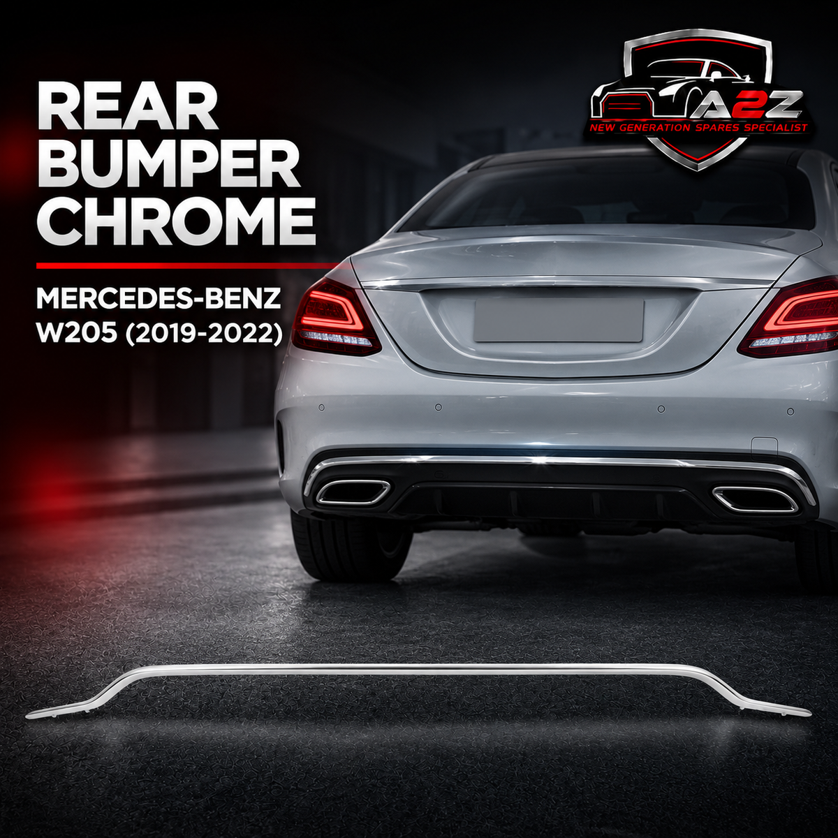 Rear Bumper Chrome 2058853903 Compatible With Mercedes-Benz C-CLASS W205 (2019-2022) Tag No.261