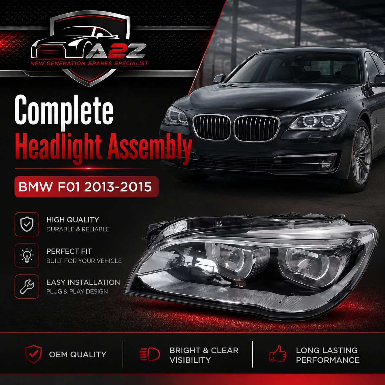 Compalete Headlight Set Left 63117348497 & Right 63117348496 Compatible With BMW F01