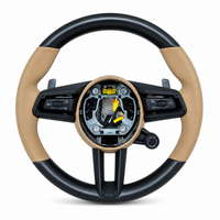 Two-Tone Black & Beige Smooth Leather Steering Wheel Compatible With Porsche All Models