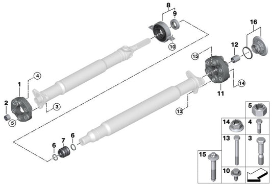 Front Drive Shaft Flex Joint 26117546426 Compatible With BMW 5 Series F10 & 6 Convertible F12 & 6 Coupe F13 & 7 Series F01, F02, F03, F04