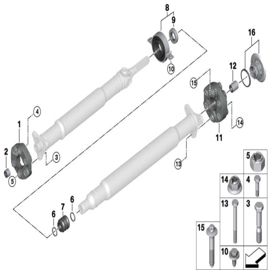 Driveshaft Flex Disc Joint  26117610061 Compatible With BMW 3 Series E90 F30, F80 & 5 Series F10 &  7 Series F01, F02, F03, F04 X1 E84 & Z4 Roadster E89