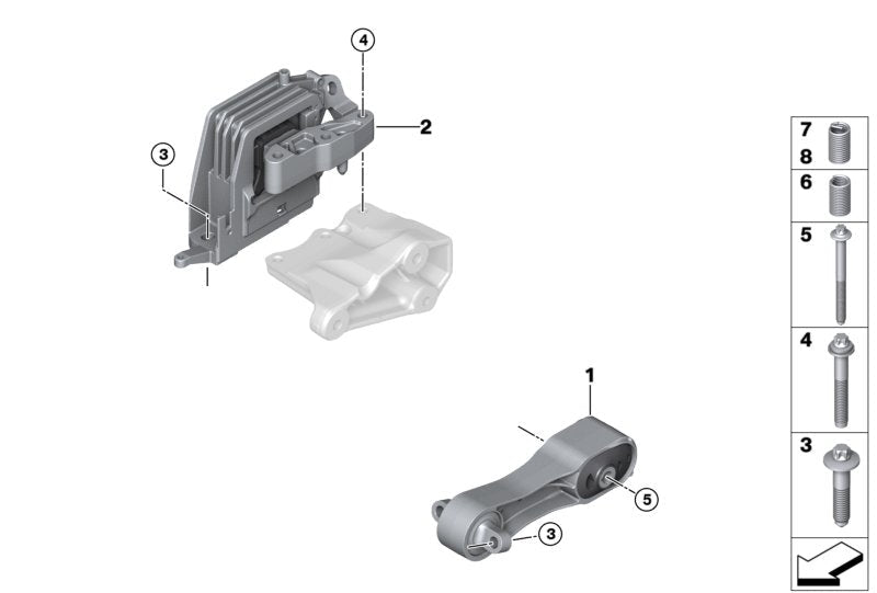 Right Engine Motor Mount 22116885934 Compatible With BMW  X1 F48 (Main MTG) & MINI F56