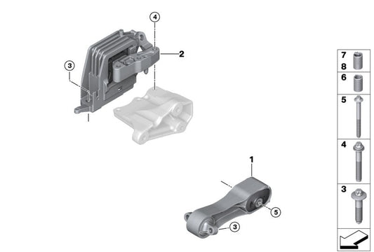 Right Engine Motor Mount 22116885934 Compatible With BMW  X1 F48 (Main MTG) & MINI F56