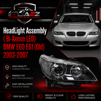 Complete Headlight Assembly ( Bi-Xenon) Left 63127160149 & Right 63127160150 Compatible With BMW E60 E61 (Old) 2003-2007