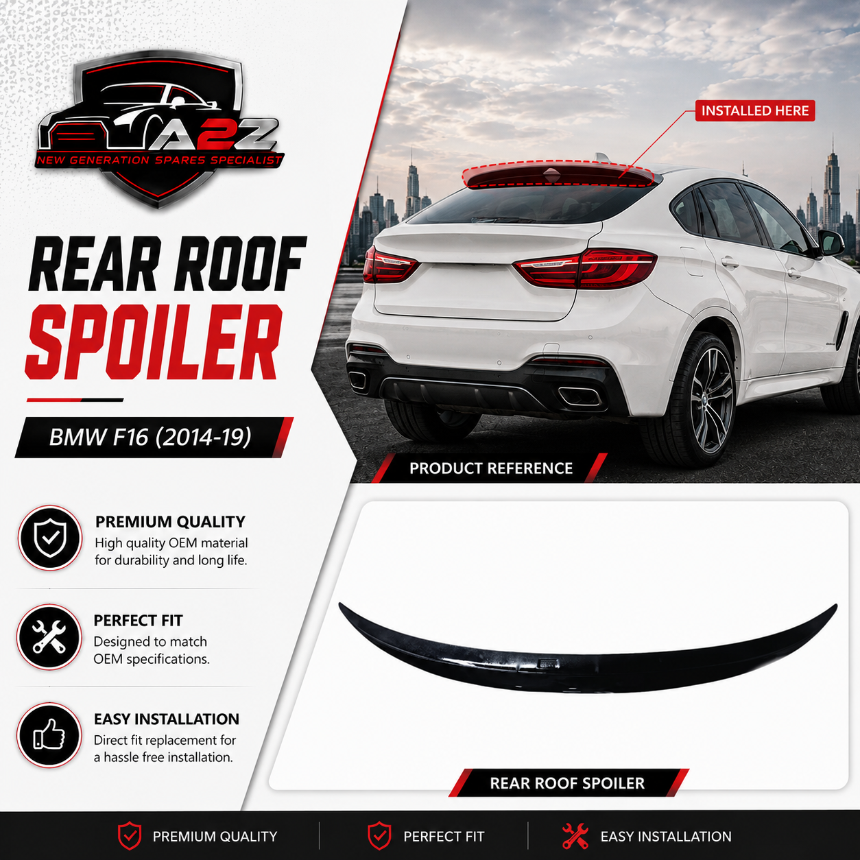 Rear Roof Spoiler BMRS18 Compatible With BMW F16 (2014-19)