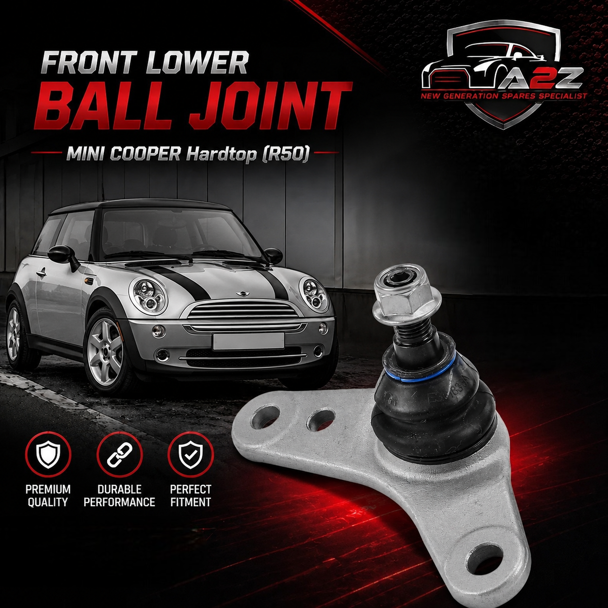 Front Lower Ball Joint Right 31106779438 & Left 31106779437 Set Compatible With MINI COOPER Hardtop (R50) Convertible (R52)