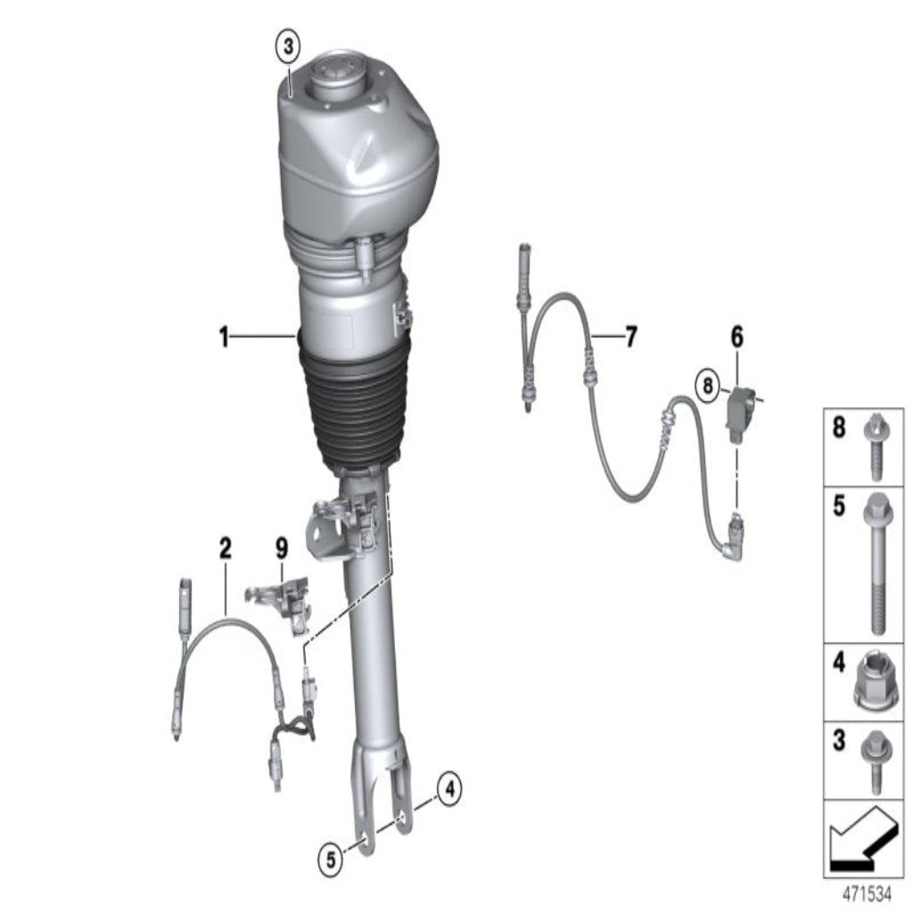 Front Right Air Suspension Shock Absorber Strut 37106866702 Compatible With BMW 6 Gran Turismo (G32) & 7 Series (G11, G12)