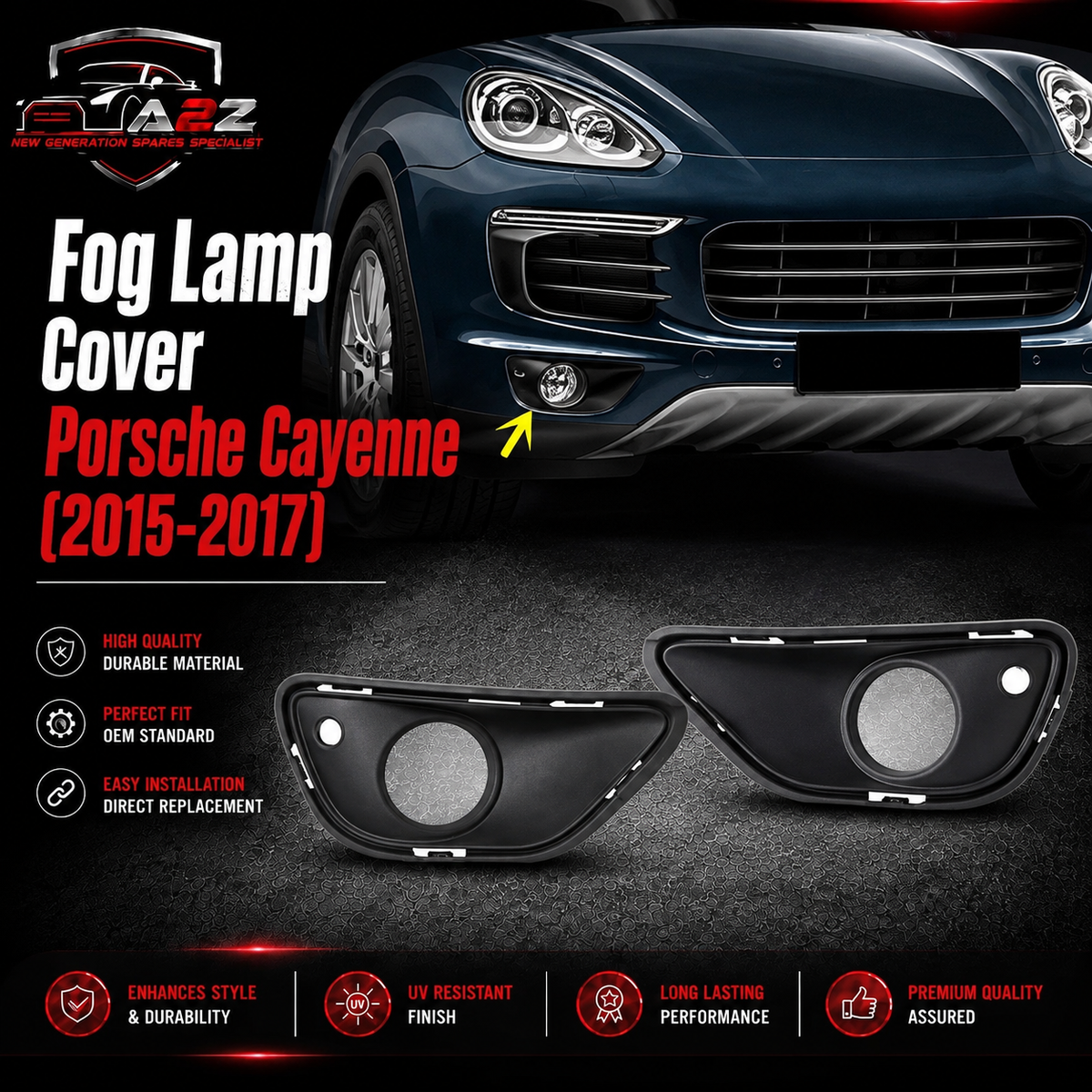 Fog Lamp Cover Left 95850582300 & Right 95850582400 Compatible With Porsche Cayenne (2015-17) Tag No.151