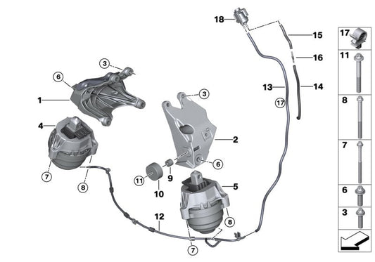 Engine Mounting Left 22116883514 Right 22116883513 Compatible With BMW 5-Series G30