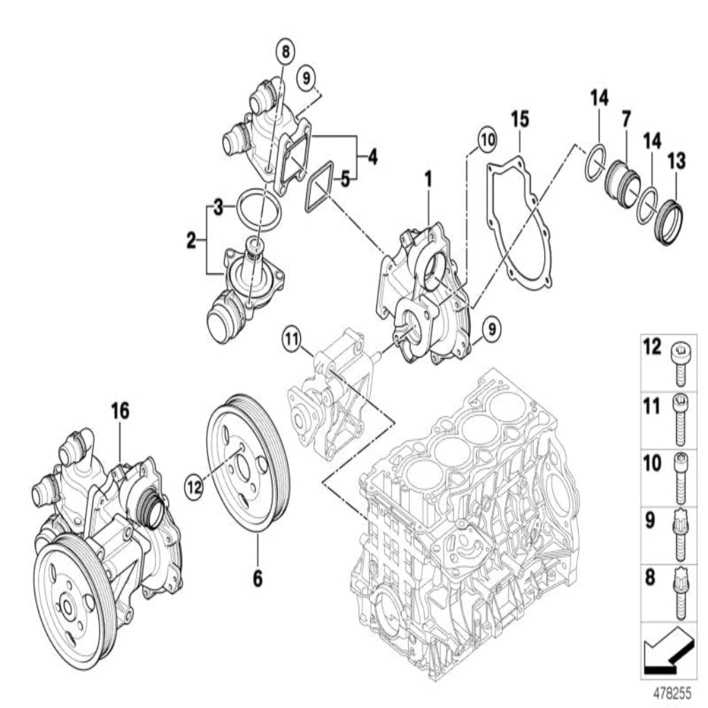 Elbow (Thermostat) 11537510959 For BMW 3 Series E90 & X1 E84 Tag-E-73