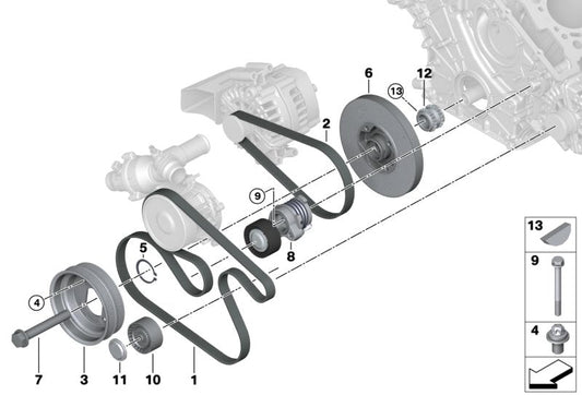 Belt Idler Pulley 11287545297 Compatible with BMW 7 Series (E65, E66, E67) & X5 (E70) Tag no : 1