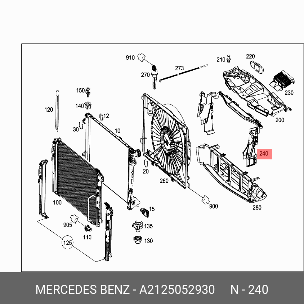 Radiator Fan Bracket A2125052930 2125052930 Compatible With Mercedes Benz (W212) E-Class (2010-2016) Tag No.847