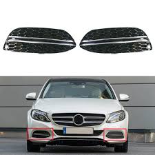 Outer Grille Fog Lamp Cover With Chrome Compatible With MERCEDES-BENZ C-CLASS W205 2015-2018 Fog Lamp Cover With Chrome Left 2058851123 & Right 2058851223 A2058851123 Tag-FC-273