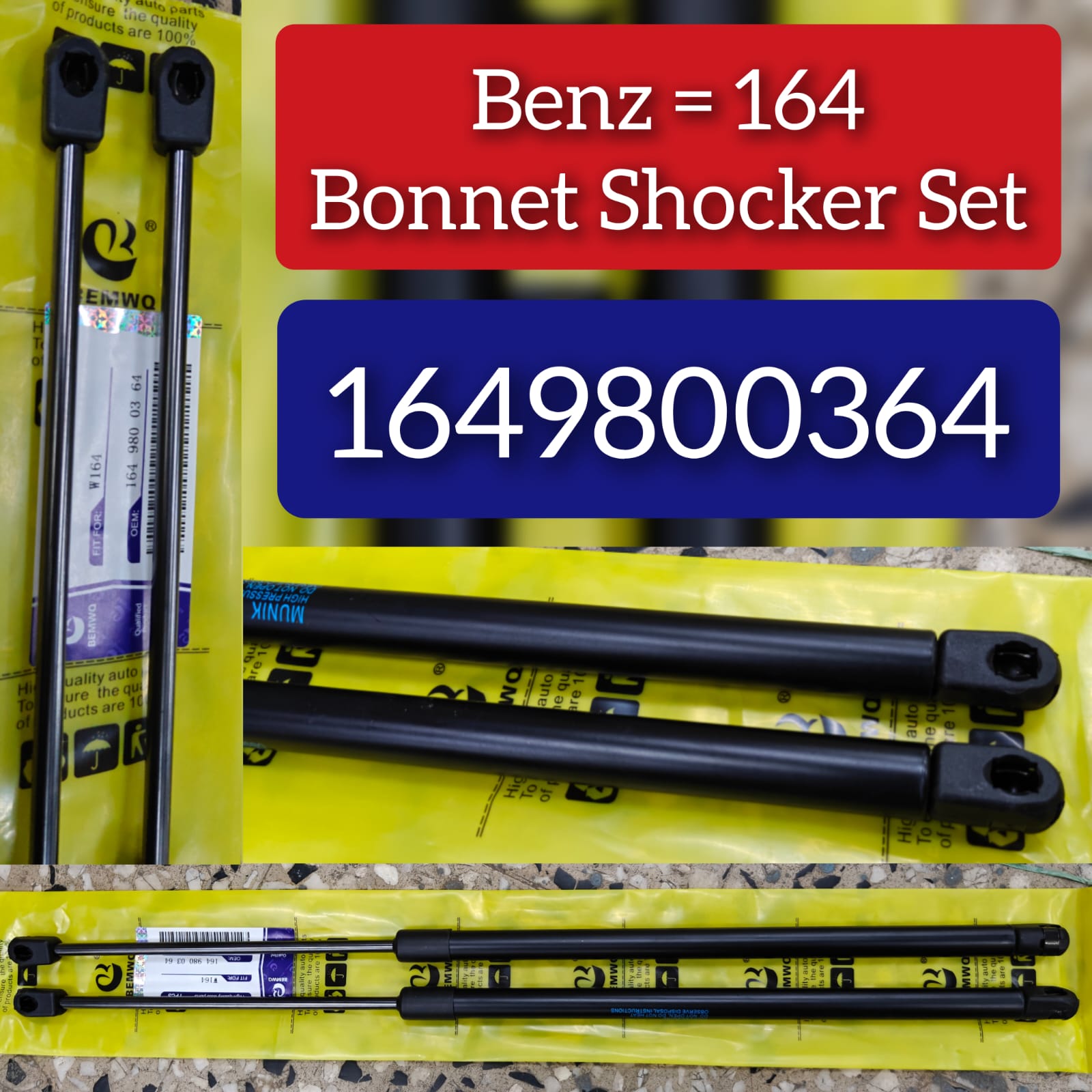 Bonnet Hood Lift Support Gas Struts Springs/Bonnet Shocker Set 1649800464 Compatiblew With Benz GL-Class (X164) SUV 2006-2012