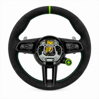 Alcantara Steering Wheel (Lizard Green Center Stripe) Compatible With Porsche All Models