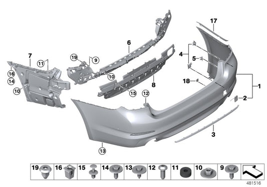 Rear Bumper Bracket Left 51127415971 Right 51127415972 Compatible With BMW  5 SERIES G30 Tag No.1622