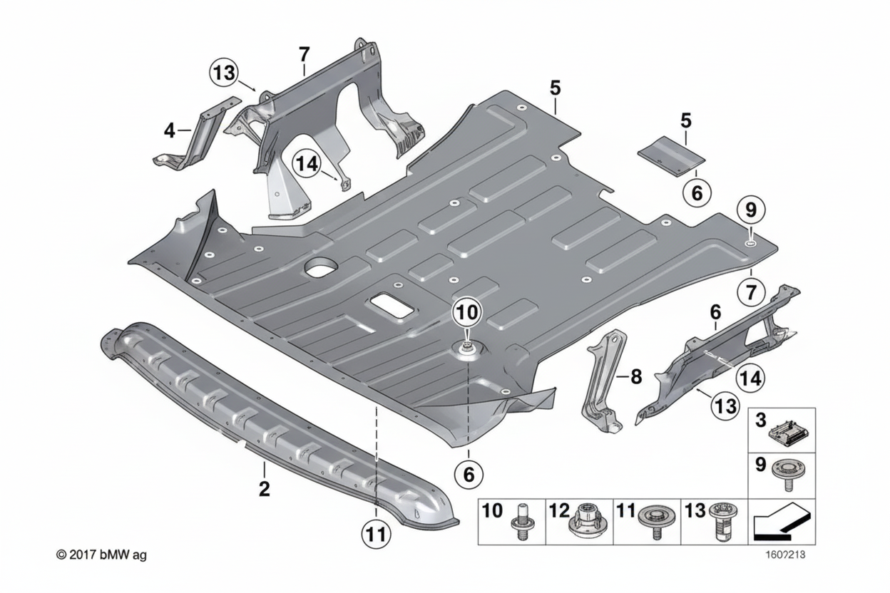 Underhood Shield Adaptor 51758059851 Compatible With BMW For X3 X4 F25 F26 (2014-18)