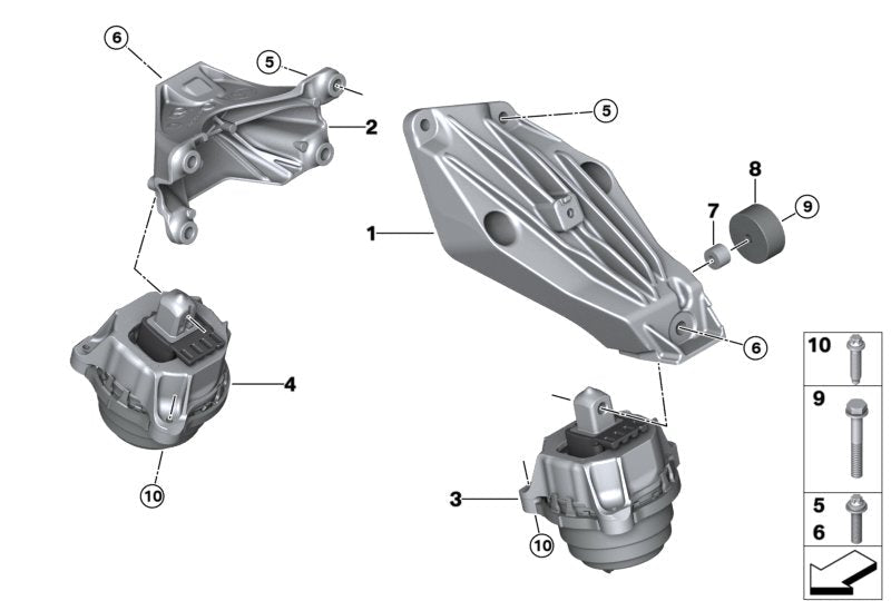 Engine Mounting Set With Vacuum Left 22116878247 Right 22116860482 Compatible With BMW & X4 (G02, F98) & X5 (G05, F95) & X5 Van (G05) & X7 (G07)